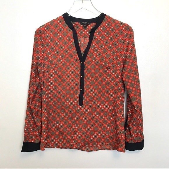 Banana Republic Career Top Orange/Khaki Print SP - Picture 5 of 8